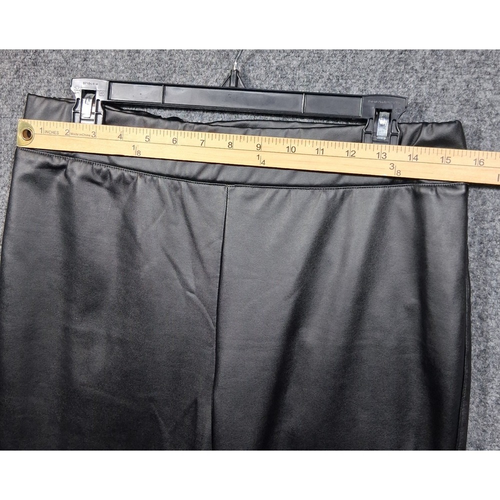 A New Day Pants Women's Size L Black Faux Leather Elastic Waist Open Inside Ankl - Picture 6 of 10